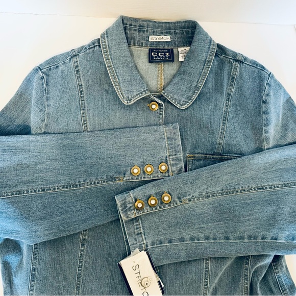 Authentic CCI Blues Woman's Jean Jacket Stretch Light Blue Denim Size 1X Pockets - Picture 3 of 16
